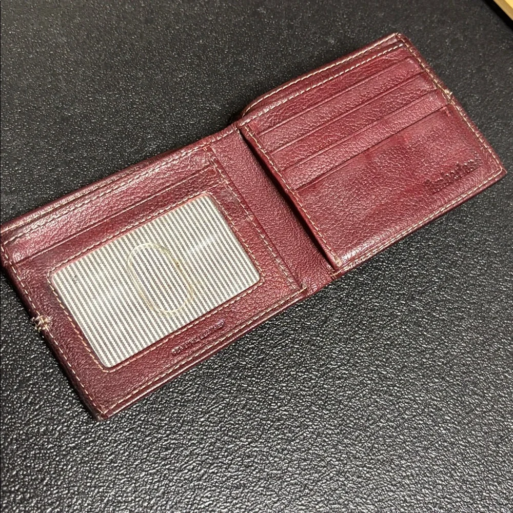 Timberland Men's Burgundy Leather Card Holder Bifold Vintage 90’s